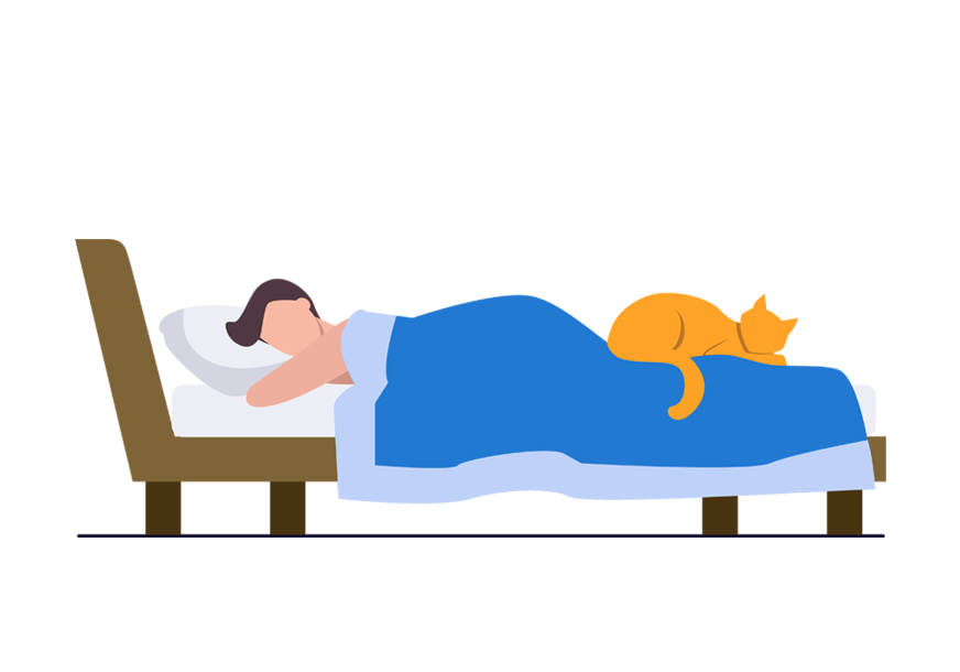 Ein Mann liegt bequem im Bett
